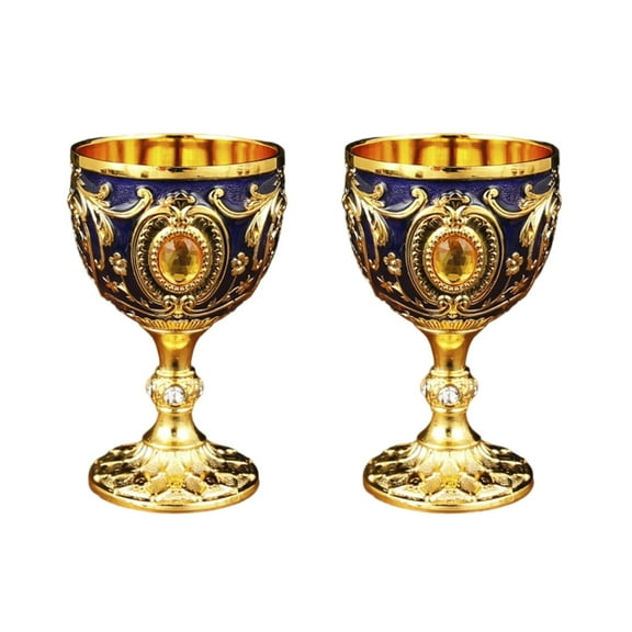 2Pcs 30ml Wine Glasses Vintage Medieval Goblet Drinking Glass Drinking Cup Communions Party Household Dining Gift