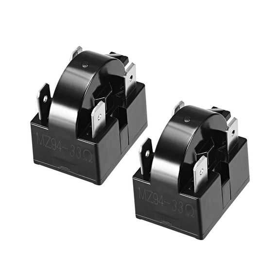 2Pcs 33 Ohm 4 Pin Refrigerator PTC Starter Relay Black