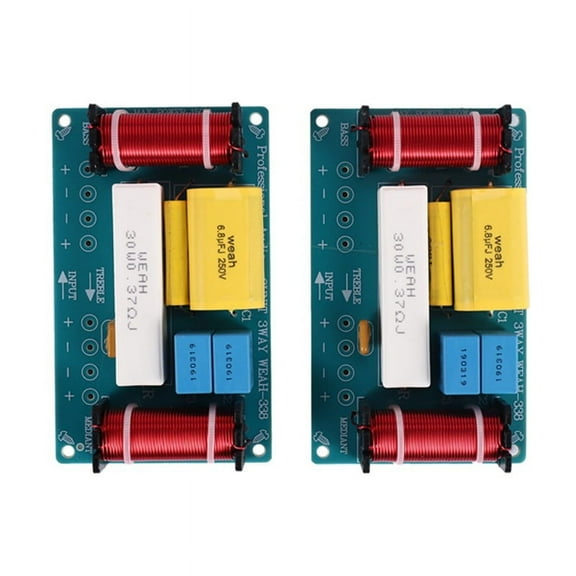 2Pcs -338 3 Way Audio Frequency Divider Treble + Midrange + Crossover Speakers Filter for 8Inch Speaker DIY