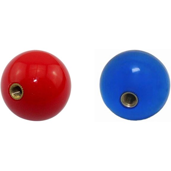 2Pcs 35mm Joystick Ball Top ABS Metal Threaded Knob Replacement Arcade Game Controller Sticks Handle Rocker Round Head(Red+Blue)