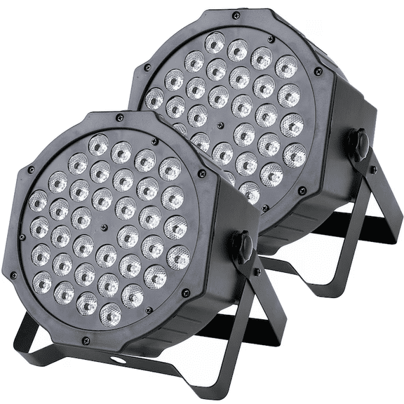 2Pcs 36 LED RGB Stage Lights DMX512 Flat Par Lights with Laser Effect for Disco, Party, Club, KTV, Wedding