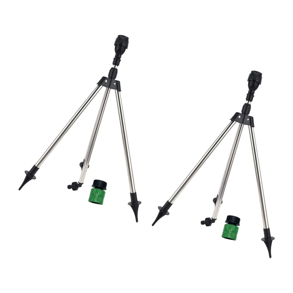 2Pcs 360 Rotary Irrigation Sprinkler Head with Tripod Telescopic Support Automatic Rotating Sprinkler Garden Watering