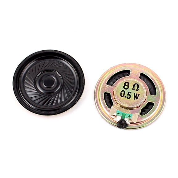 2Pcs 36mm 8 Ohm 0.5W Metal Shell External Magnetic Speaker Loudspeaker Gold Tone