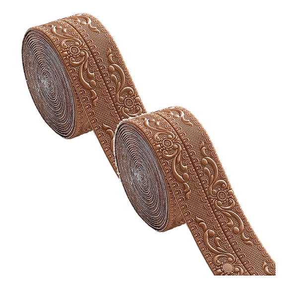 2Pcs 393.7" X 4.3" Self Adhesive Flexible Foam Molding Trim Wallpaper Border 3D Sticky Decorative Wall Lines Peel And Stick Wall Baseboard Trim For Home Hotel Diy Decor