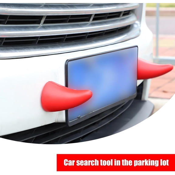 2Pcs 3D Devil Horn Sticker, Car Roof Bumper Decoration, Elasticity Anti Collision Protector Sticker, Car Exterior Accessories for Truck, SUV, Helmet, Motorcycle, Red