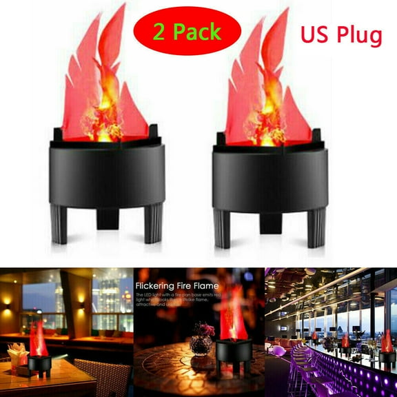 2Pcs 3D Fake Fire Light Artificial LED Silk Flame Stage Effect Light Realistic 3D Campfire Lamp Prop Flame Light for Halloween Christmas