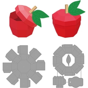 2Pcs 3D Fruit Gift Box Cutting Dies 3D Fruit Theme Decorations Embossing Stencils Template for DIY Card Scrapbooking and DIY Craft Album Paper Card Decor