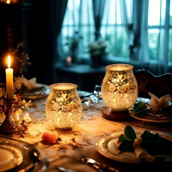 2Pcs 3D Heart Shape Wax Warmer Unique Decoration Home Office Decor Dcor, Vlantine Gift for Women, Loved One, Friends Set of 2