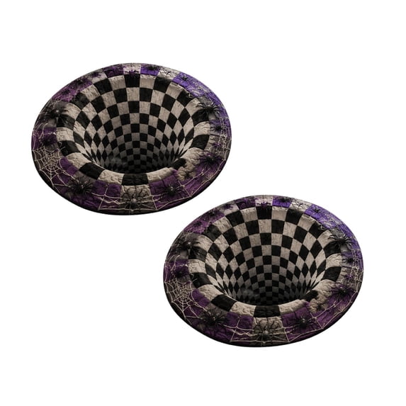 2Pcs 3D Illusion Halloween Round Mat 24In, Funny Rug With Non-Slip Backing, Soft Visual Effect Door Mat For Living Room Indoor Decor 23.6"X23.6"
