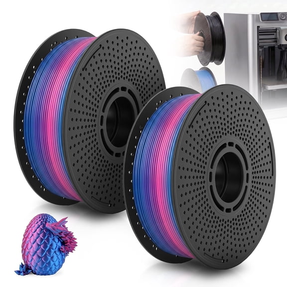 TMWEFUSC PLA 3D Printer Filaments with 2 Pieces for Bambu Lab P1S P1P A1 X1C, Black, 2 Count