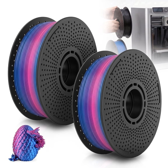 PLA 3D Printer Filaments with 2 Pieces for Bambu Lab P1S P1P A1 X1C, Black, 2 Count
