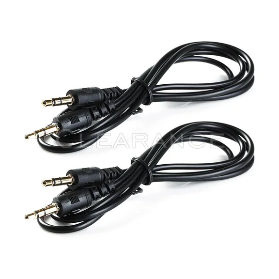 2Pcs 3Ft 3.5Mm Auxiliary Aux Male To Male Stereo Audio Cable Cord Ipod Car Mp3