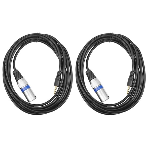 2Pcs 3M 3.5Mm Stereo Jack Plug To 3 Pin XLR Male Cable Microphone Audio Record