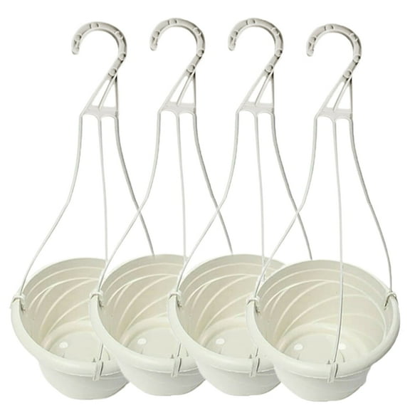 2Pcs/3Pcs/4Pcs Plastic Hanging Flower Plant Pots Chain Basket Planter Holder Round Hanging Fence Railing Wall Planter Plant Containers for Outdoor Indoor Plants Home Garden Balcony Decoration
