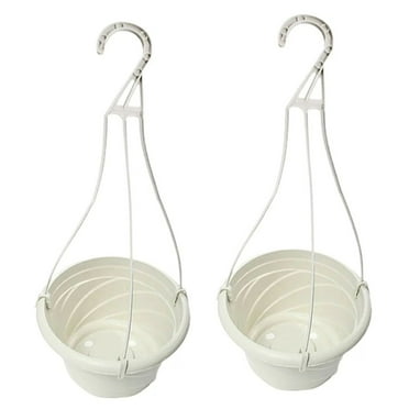 2Pcs/3Pcs/4Pcs Plastic Hanging Flower Plant Pots Chain Basket Planter Holder Round Hanging Fence Railing Wall Planter Plant Containers for Outdoor Indoor Plants Home Garden Balcony Decoration