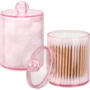 2Pcs/3Pcs/6Pcs Q-tip Holder Bathroom Jars Canisters for Cotton Ball Swab Pad Storage Dispenzer, Pink 10oz/12oz