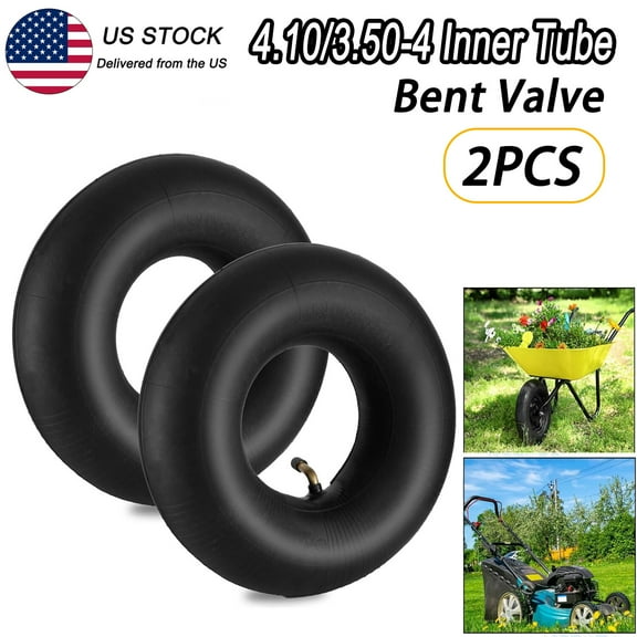 2Pcs 4.10 3.50-4" Inner Tube 410/350-4 Bent Valve for Hand Truck/ Dolly / Snowblower Tire