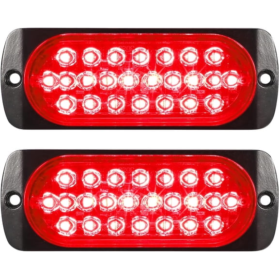 2Pcs 4.4" Red 24 LED Trailer Side Marker Clearance Light, Aluminum Housing Stop/Brake/Turn Signal/Tail Lights for Truck Pickup RV Camper Van Bus, IP67 Waterproof, Surface Mount