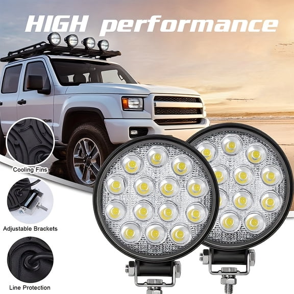 2Pcs 4.4In 140W 14000LM Circular Car LED Light Strip, Floodlight for Off-Road SUV Truck Roof Bumper