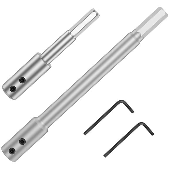 2Pcs 4.5" & 7" Extra Long Drill Bit Extension, Anti-Slip Forstner Bit 5-3/4" and 3-1/4" Drilling Depth,, Compatible with 3/8" Round or Hex Shafts Fit for Wood Processing(Q)