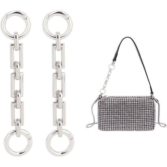 2Pcs 4.68" Bag Extender Chains Purse Chain Strap Platinum Purse Strap Extenders Handbags Purse Extender Chains Purse Strap Replacement with Connector Ring for Handbags Purse Making Supplie