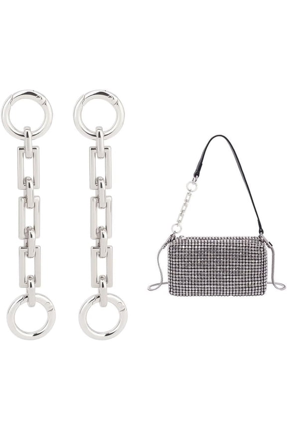 2Pcs 4.68" Bag Extender Chains Purse Chain Strap Platinum Purse Strap Extenders Handbags Purse Extender Chains Purse Strap Replacement with Connector Ring for Handbags Purse Making Supplie DIY