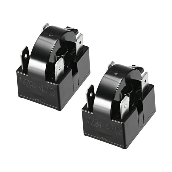 2Pcs 4.7 Ohm 4 Pin Refrigerator PTC Starter Relay Black