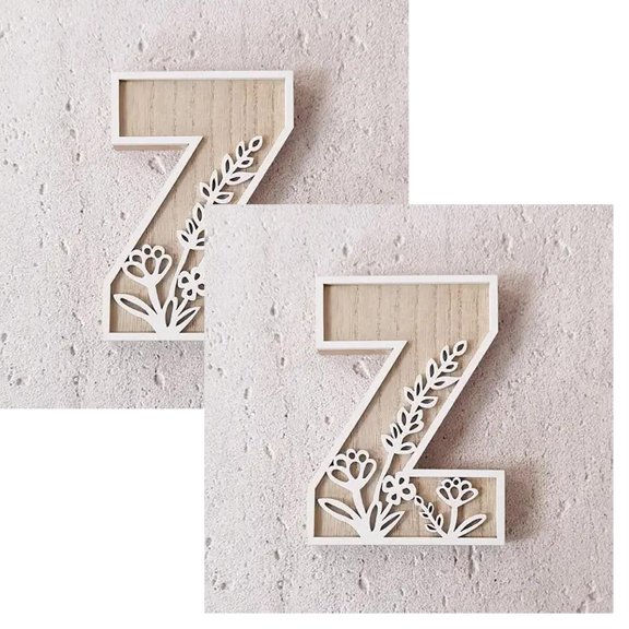 2Pcs 4.9 Inch Wooden Letters for Wall Decor, Flowered Paintable Wooden Letters for Crafts Wood Alphabet Letter for Birthday Boho Sign Wedding Home Decoration Happy 2026!