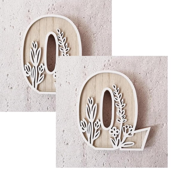 2Pcs 4.9 Inch Wooden Letters for Wall Decor, Flowered Paintable Wooden Letters for Crafts Wood Alphabet Letter for Birthday Boho Sign Wedding Home Decoration Happy 2026!