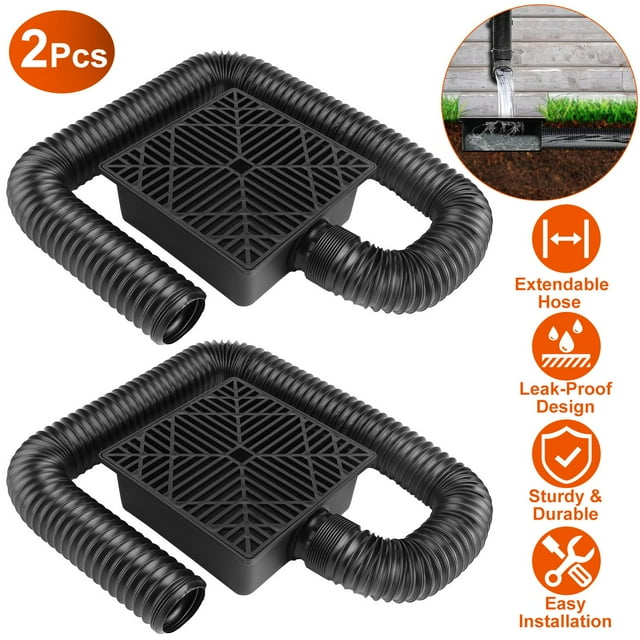 2Pcs 4.9FT Flexible Extendable Hose Gutter Downspout Extension Low ...