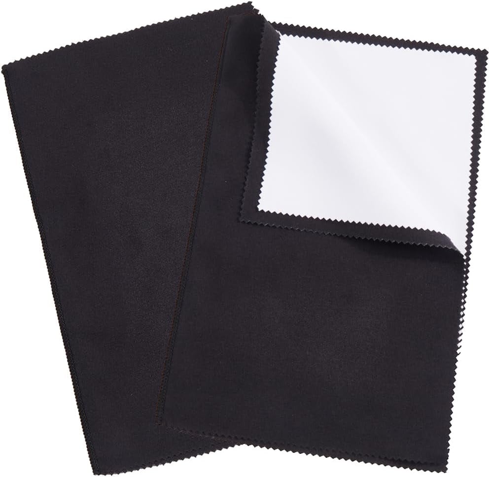 WEIYAN KJ 2Pcs 4 Layers Jewelry Cleaning Cloth Silver Polishing Jewelry Cleaner Cloth 28.8x18.1cm Black