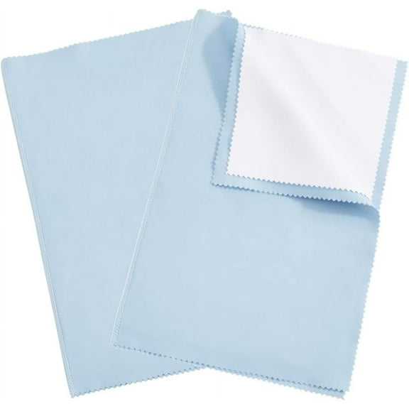 2Pcs 4 Layers Silver Polishing Cloth Jewelry Cleaning Cloth Light Blue Dirt Remove Luster Restore Cloths 28.8x18.1cm for Metal Necklaces Bracelets Rings Earrings diy