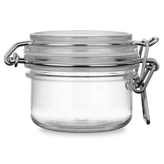 2Pcs 4 Oz/120ml Clear Round Plastic Home Kitchen Storage Sealed Jar Bottles with Leak Proof Rubber and Hinged Lid for Herbs, Spices, Candy, Gift, Arts and Crafts Storage Multi-purpose Container