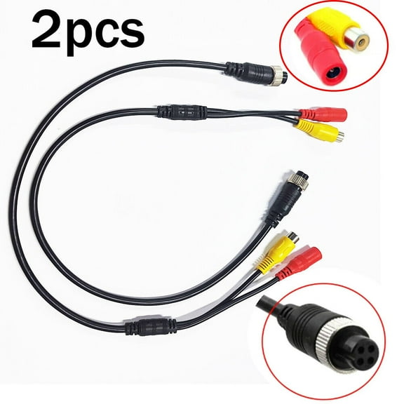 2Pcs 4 Pin FeMale to RCA Adapter Cable Converter for Car Backup Camera Video