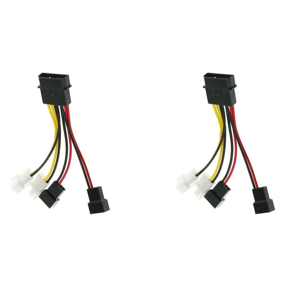 2Pcs 4-Pin Molex to 3-Pin Fan Power Cable Adapter Connector Computer Cooling Fan Cables 12V/5V DC for CPU PC Case Fan
