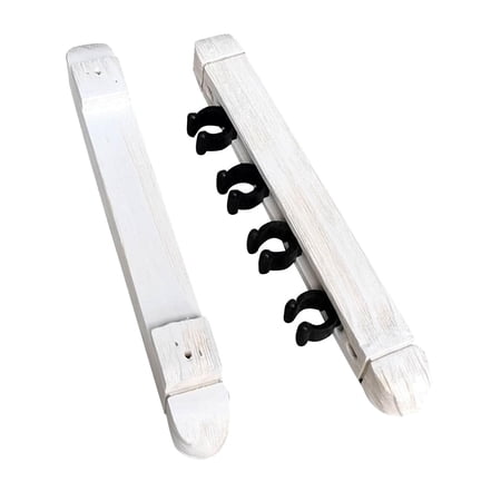 2Pcs 4 Pool Cue Rack Storage Table Rods Clip Bracket Wall Mounted Solid Wood Cue Rack Holder for Billiard Clubs Game Room Pool Bars Players White