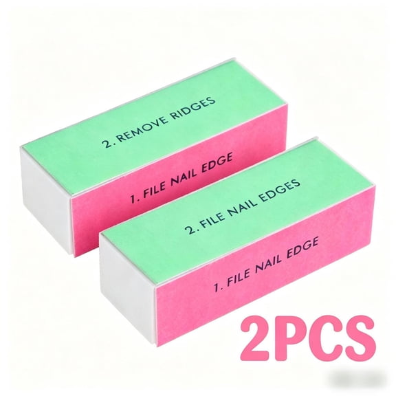 2Pcs 4-Way Nail Buffer Blocks, Professional Nail File & Polisher for Shaping, Smoothing, Buffing & Shining Nails, Salon-Quality Manicure Tools for Natural & Acrylic Nails