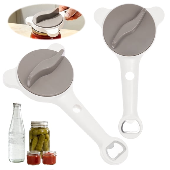 2Pcs 4-in-1 Jar Opener for Weak Hands and Seniors, Adjustable Stainless Steel Lid Remover for Arthritis, Non-Slip Bottle and Can Opener Tool for Kitchen