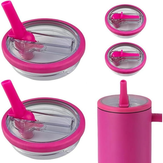 2Pcs 40 oz Tumbler Flip Straw Lid Replacement Fit, Replaceble Tumbler Flip Straw Lid, Spill Proof Splash Resistant Tumbler Lids, Tumbler Cover for Car Cup and 40 oz Cup