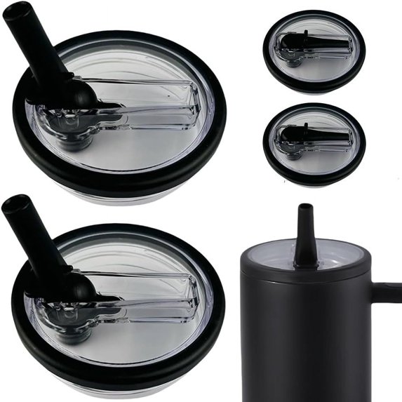 2Pcs 40 oz Tumbler Flip Straw Lid Replacement Fit, Replaceble Tumbler Flip Straw Lid, Spill Proof Splash Resistant Tumbler Lids, Tumbler Cover for Car Cup and 40 oz Cup