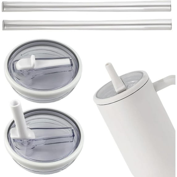 2Pcs 40 oz Tumbler Flip Straw Lid Replacement Fit, Replaceble Tumbler Flip Straw Lid, Spill Proof Splash Resistant Tumbler Lids, Tumbler Cover for Car Cup and 40 oz Cup