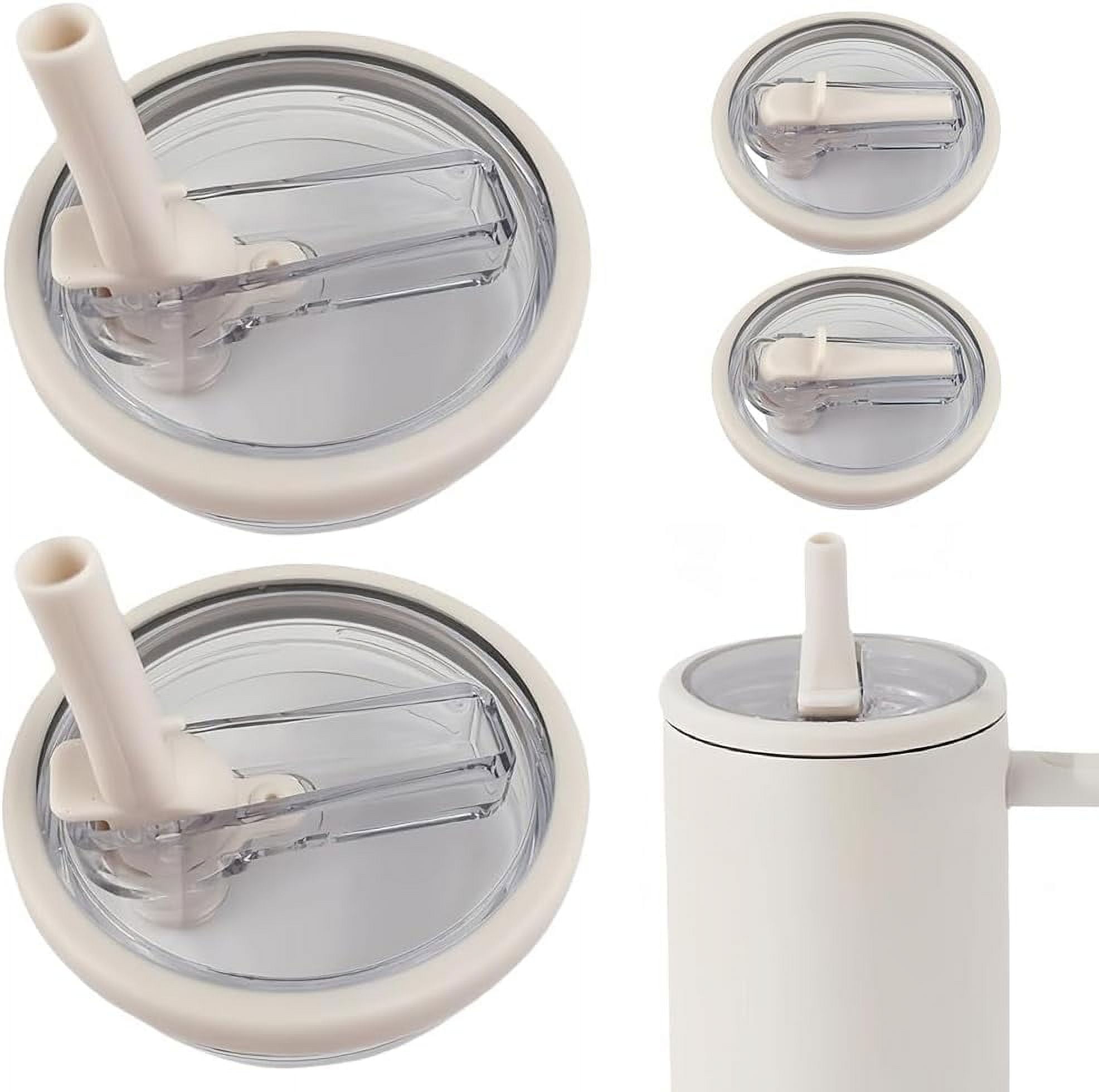 White and Pink 40 Oz Tumbler Flip Straw Lid Set
