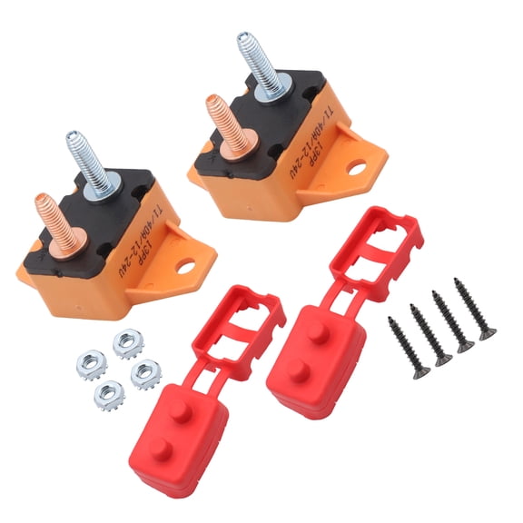2Pcs 40Amp Automatic Reset Circuit Breakers with Protective Covers 6-28V Marine Boat Automotive Use