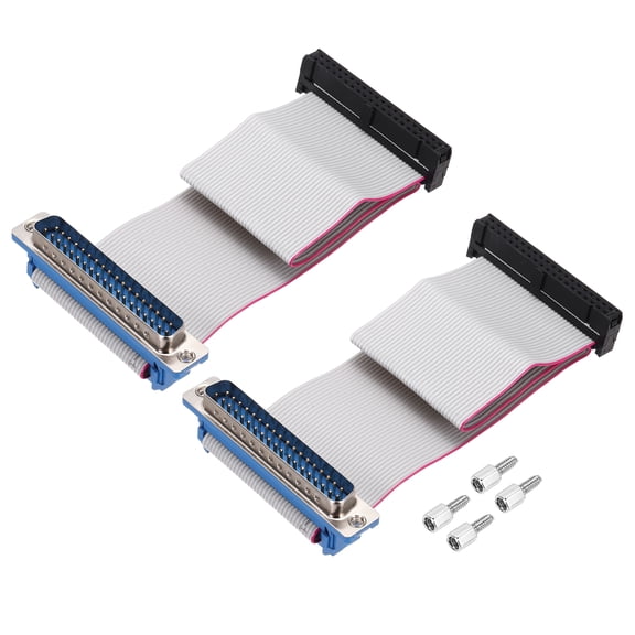 2Pcs 40Pin Flat Ribbon Cable Gray DB37 Male to FC-40P 2.54mm Pitch 20cm Length DB Serial Port Cable for Computer, LED Display, DVD with 4 Screws