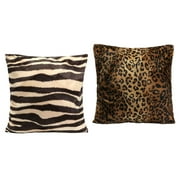 2Pcs 45x45cm Standard Animal Print Pillow Case Leopard Zebra Office Cushion ,