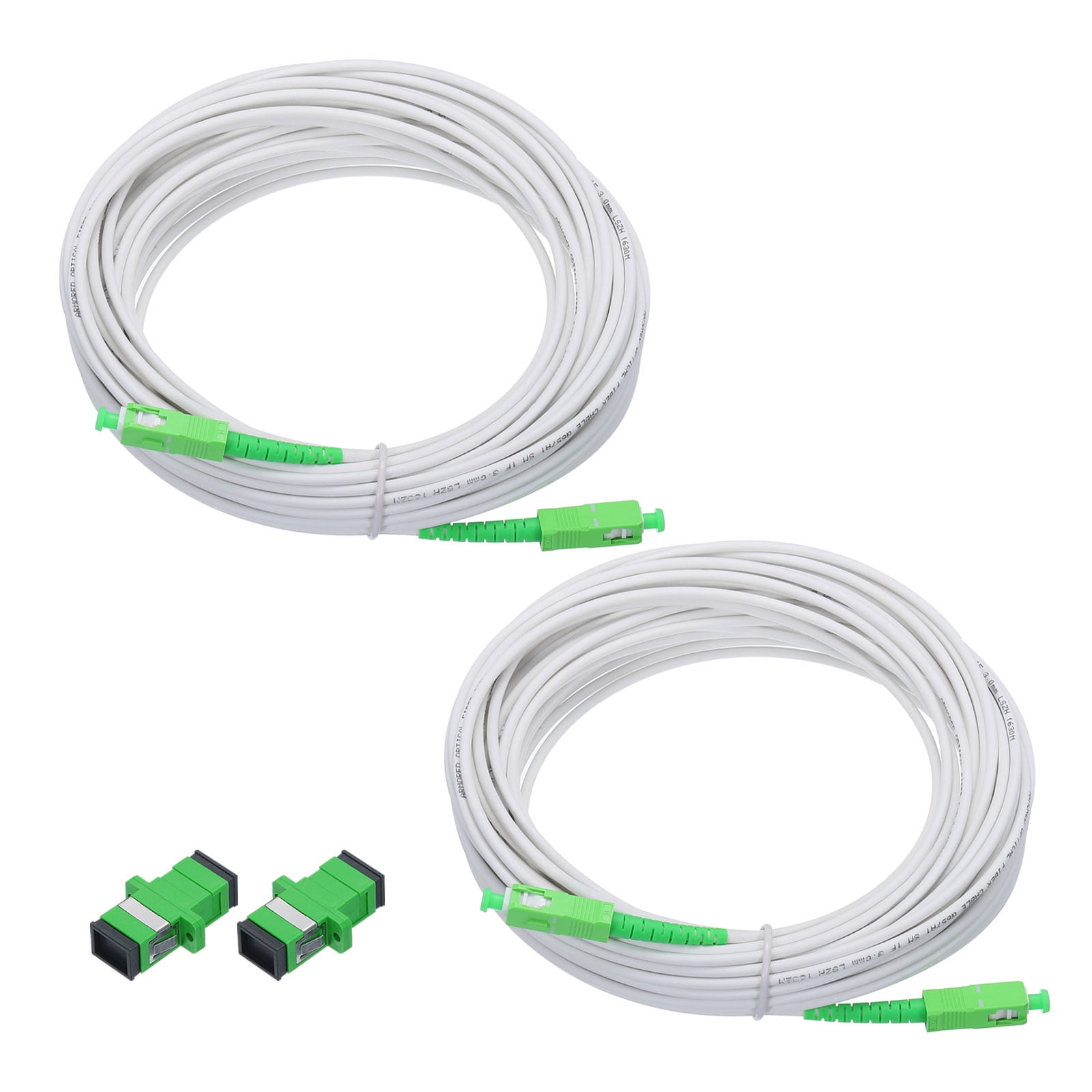 2Pcs 49.2Ft Single Mode Simplex OS2 Fiber Optic Cable LSZH SC/APC-SC ...