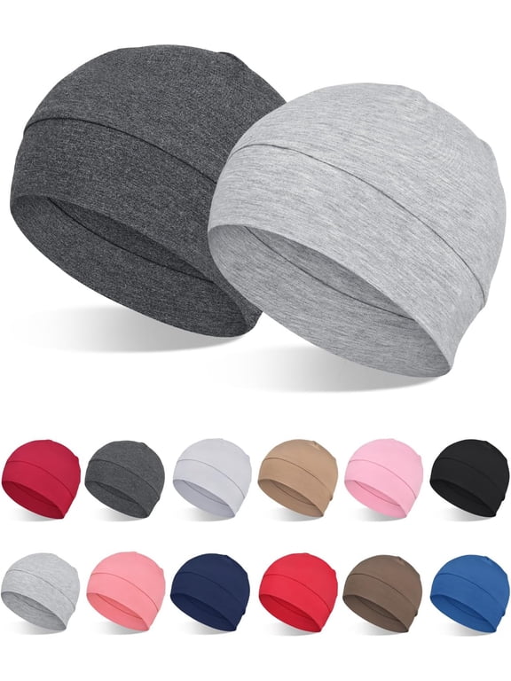 2Pcs/4Pcs Bamboo Viscose Beanies for Men Women Helmet Liner Lightweight Sleeping Cap for Chemo Hair Loss