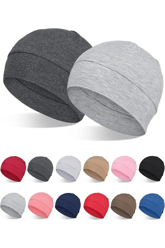 2Pcs/4Pcs Bamboo Viscose Beanies for Men Women Helmet Liner Lightweight Sleeping Cap for Chemo Hair Loss