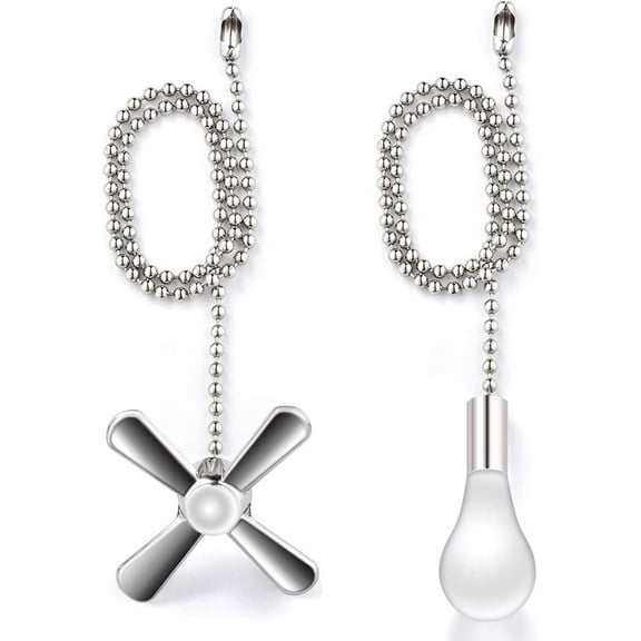 2Pcs/4Pcs Ceiling Fan Pull Chain, Bulb and Fan Pattern Pull Chain Extension, Light Pull Chain, 12 Inches Fan Pulls Chain with 3mm Diameter Beaded Ball Connector