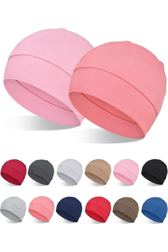 2Pcs/4Pcs Cotton Beanies for Men Women Helmet Liner Lightweight Sleeping Cap for Chemo Hair Loss